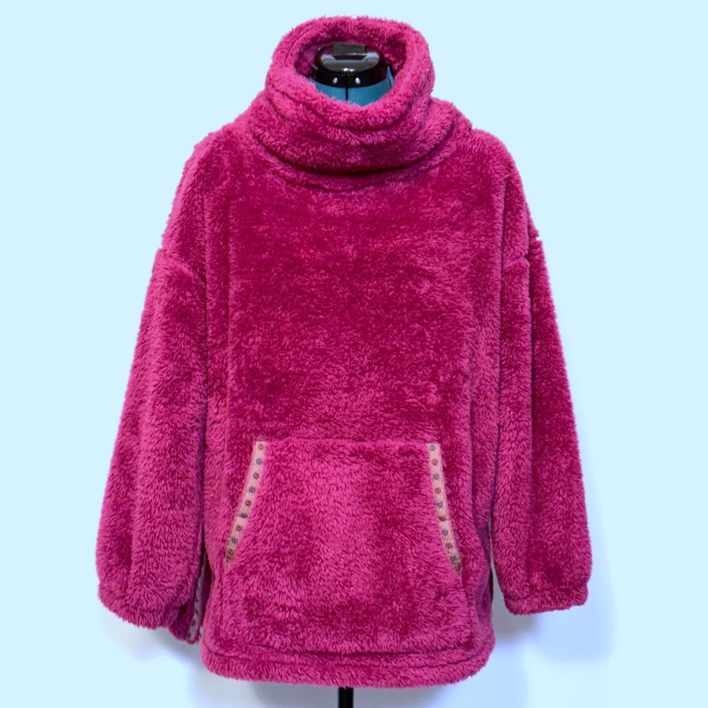 Sundance Sasha Fleece Fur Oversized Pullover‎ Oversized Plush Cowl Neck Small